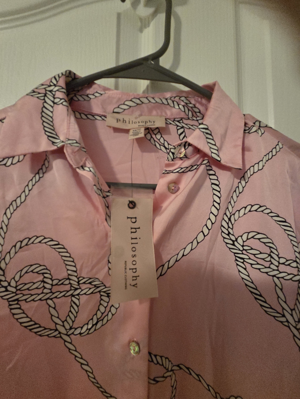 Philosophy Pink Rope-Print  Button-Up Shirt